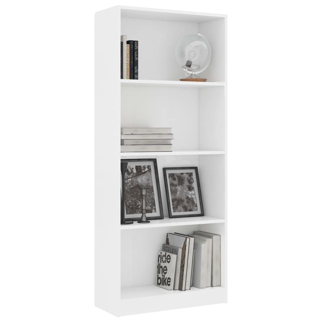 vidaXL 4-Tier Book Cabinet White 23.6&quot;x9.4&quot;x55.9&quot; Chipboard