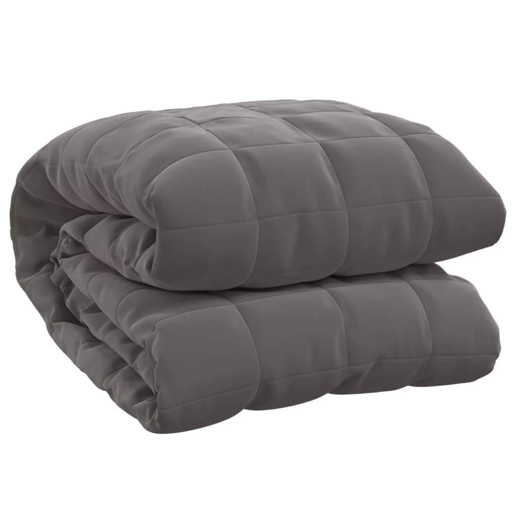 vidaXL Weighted Blanket in Gray, Breathable Polyester Microfiber Fabric with Hypoallergenic Glass Bead Filling for Comfortable Sleeping - 86.6&quot;x90.6&quot;, 33.1 lb