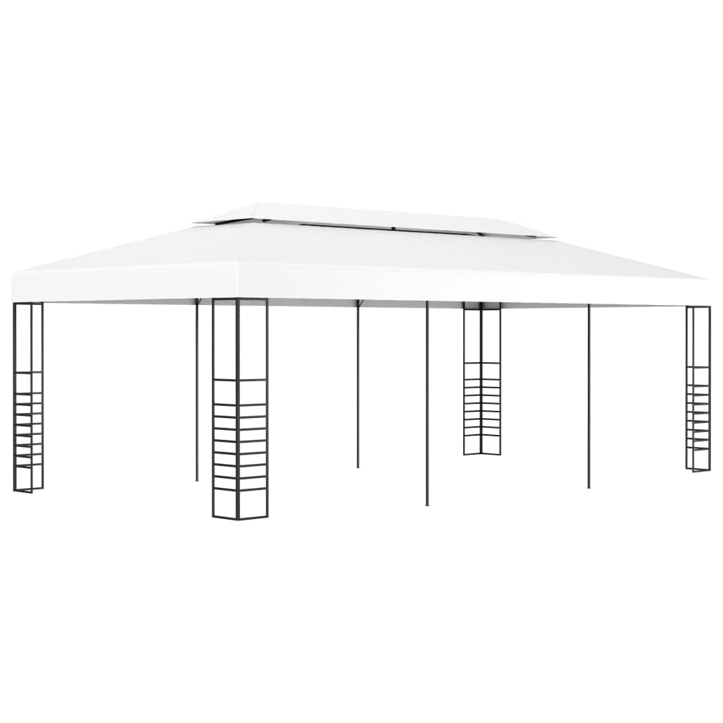 vidaXL Large White Garden Marquee - All-Steel Frame Construction, Sunshade and Rain Protection, Ideal for Outdoor Events, BBQ, Camping - 236.2&quot; x 118.1&quot; x 106.2&quot; Size
