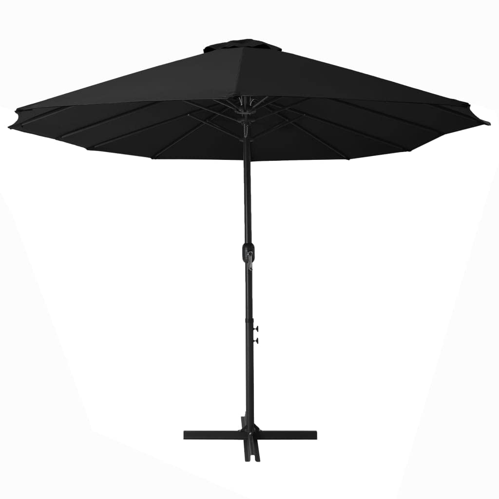 vidaXL Outdoor Sun Parasol with Aluminum Pole - UV Protecting Garden Umbrella with Anti-Fade Polyester - Crank System, Extra-Large, Black