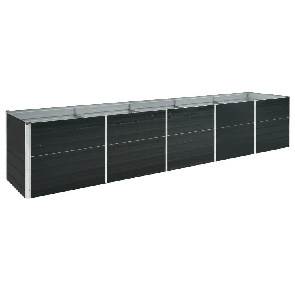 Vidaxl Garden Raised Bed Planter Flower Vegetable Plants Herb Grow Pot Box Outdoor Patio Balcony Gardening Anthracite 126' Galv