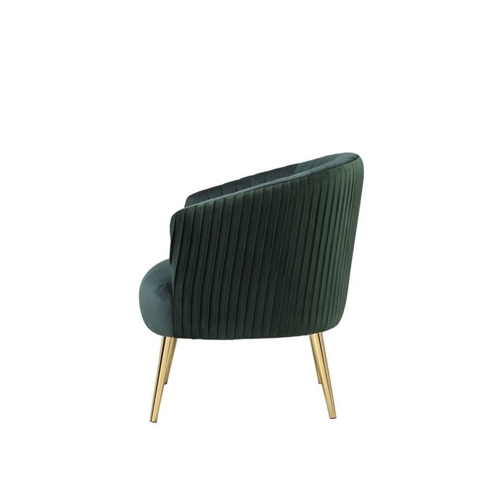 Acme Sigurd Velvet Upholstered Accent Chair in Gold and Green