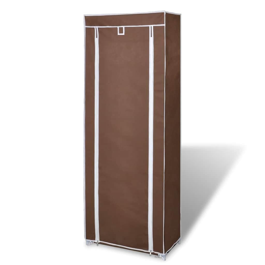 vidaXL 8-Tier Large Capacity Shoe Cabinet - Brown, Non-Woven Fabric and Powder Coated Tubes, 22"x11"x64", Dust-Free Cover