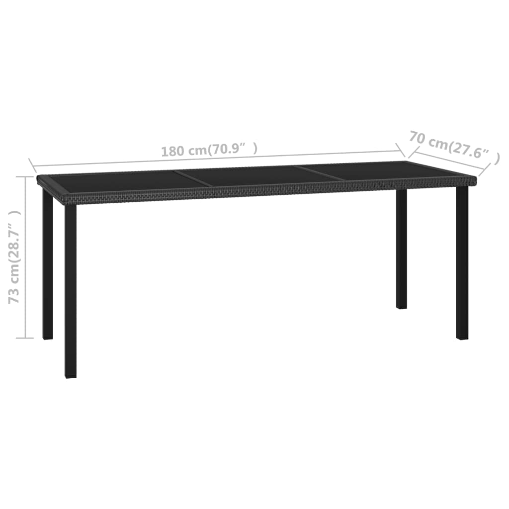 vidaXL Patio Dining Set 9 Piece, Outdoor Dining Set for Garden Yard, Table and Chair for Balcony, Dining Table, Farmhouse Style, Poly Rattan Black