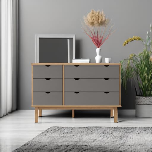 vidaXL OTTA Scandinavian Style Drawer Cabinet - Solid Pine Wood Construction with Ample Storage - Flexible Drawer Installation - Brown&Gray