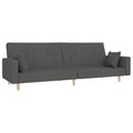 vidaXL 2-Seater Dark Gray Fabric Sofa Bed - Convertible Loveseat with Pillows for Living Room, Dorm, Apartment, Modern Design Sleeper Couch
