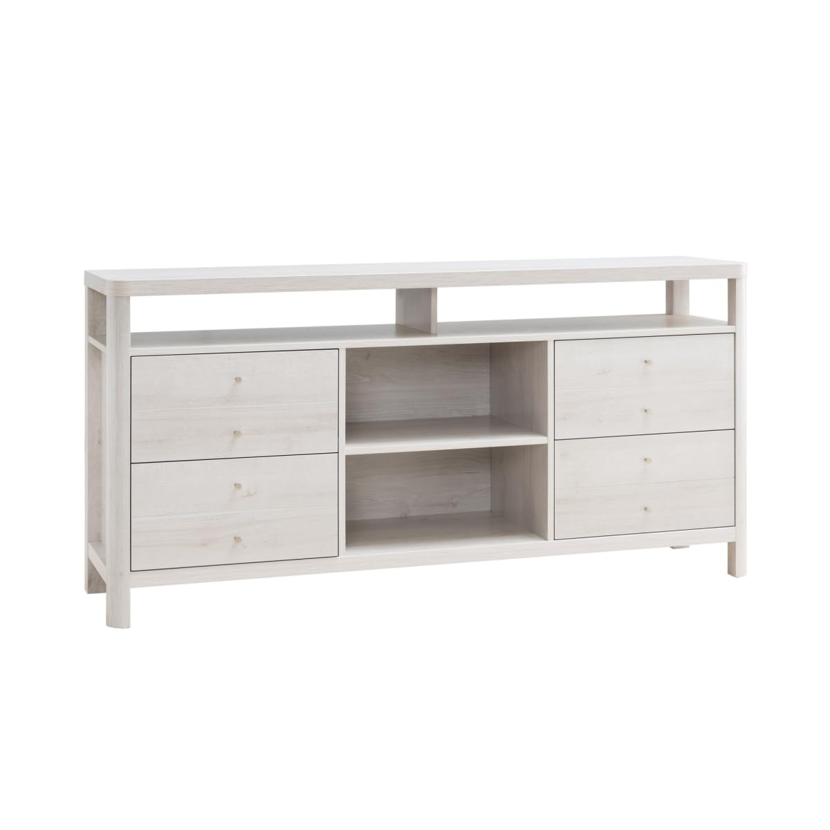 HomeRoots 482788 30 x 60 x 15.5 in. White Oak Manufactured Wood Cabinet Enclosed Storage TV Stand