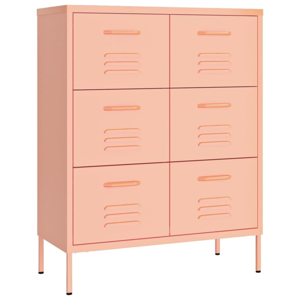 vidaXL Drawer Cabinet Pink 31.5&quot;x13.8&quot;x40&quot; Steel