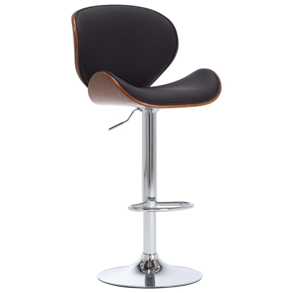 vidaXL Black Faux Leather Bar Stool with Gas Lift Mechanism, Comfortable Armrest, Wooden Frame and Chromed Metal Base