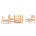 vidaXL Solid Pinewood Patio Lounge Set 5 Piece Garden Outdoor Terrance Backyard Furniture Set Wooden Lounge Sofa Seating Chair Seat