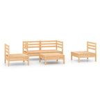 vidaXL Solid Pinewood Patio Lounge Set 5 Piece Garden Outdoor Terrance Backyard Furniture Set Wooden Lounge Sofa Seating Chair Seat