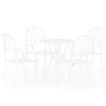 vidaXL 5 Piece Outdoor Bistro Set in White Cast Aluminum - Elegant Garden Patio Furniture with Umbrella Hole