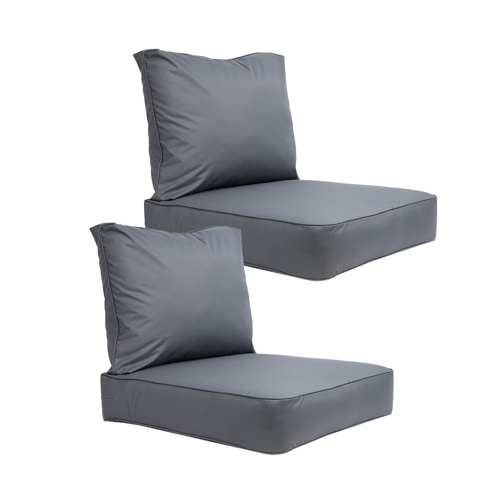 Covers & All Outdoor Seat Cushion Set (Seat + Back) For Patio Furniture, Pack Of 2, Water Repellant Replacement Chair Cushions (