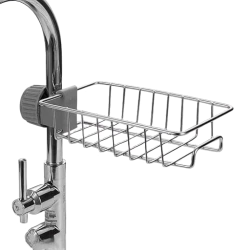 Adjustable Stainless Steel Kitchen Sink Organizer Rack Faucet Mounted Drain Shelf For Soap Sponge And Cloth