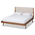 Baxton Studio Senna Beige and Walnut Brown Finished Wood Queen Size Platform Bed