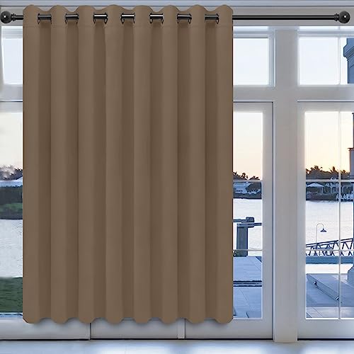 Easy-Going Blackout Door Curtains For Bedroom, Solid Thermal Insulated Grommet And Noise Reduction Window Drapes, Room Darkening Curtains For Living Room, 1 Panel (100X84 In, Camel)