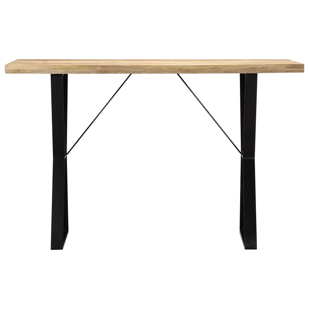 vidaXL Industrial-Style Dining Table- Solid Mango Wood- Powder-Coated Iron Legs- Stable, Durable, Unique Grain- 47.2&quot;x23.6&quot;x29.9&quot;