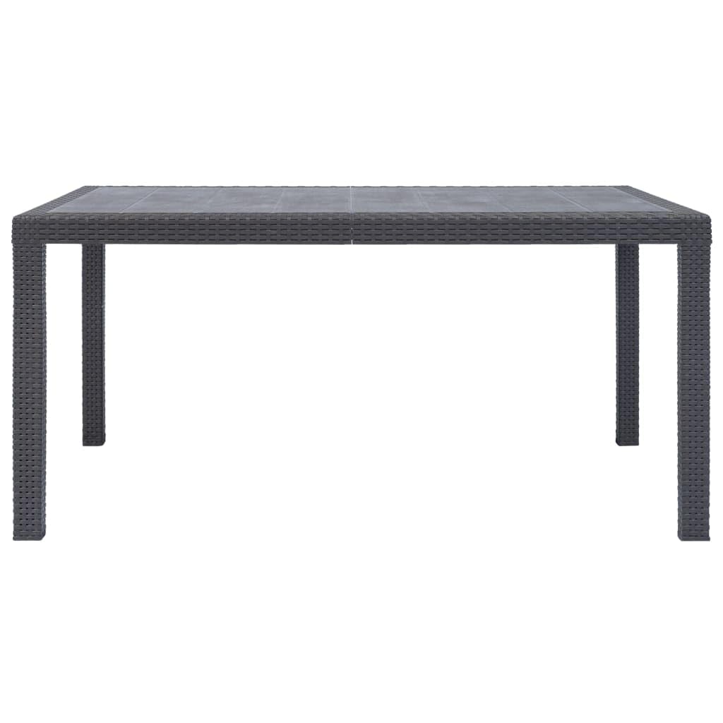 vidaXL Brown Plastic Patio Table with Rattan Look Design - Weather Resistant and Portable - Perfect for Garden, Patio, and Campsite Dining