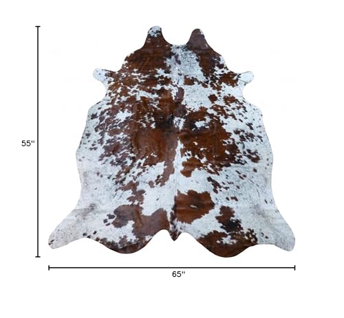 Homeroots Brown And White Salt And Pepper Brazilian Cowhide Rug