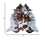 Homeroots Brown And White Salt And Pepper Brazilian Cowhide Rug