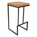 LeisureMod Light Brown Leather Bar Stool - Modern Counter Height Stool with Metal Frame & Comfortable Back Support