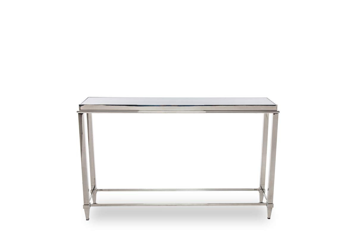 HomeRoots Furniture Modern Glass & Stainless Steel Console Table