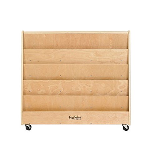 Ecr4Kids Double-Sided Mobile Book Display, Classroom Bookshelf, Natural