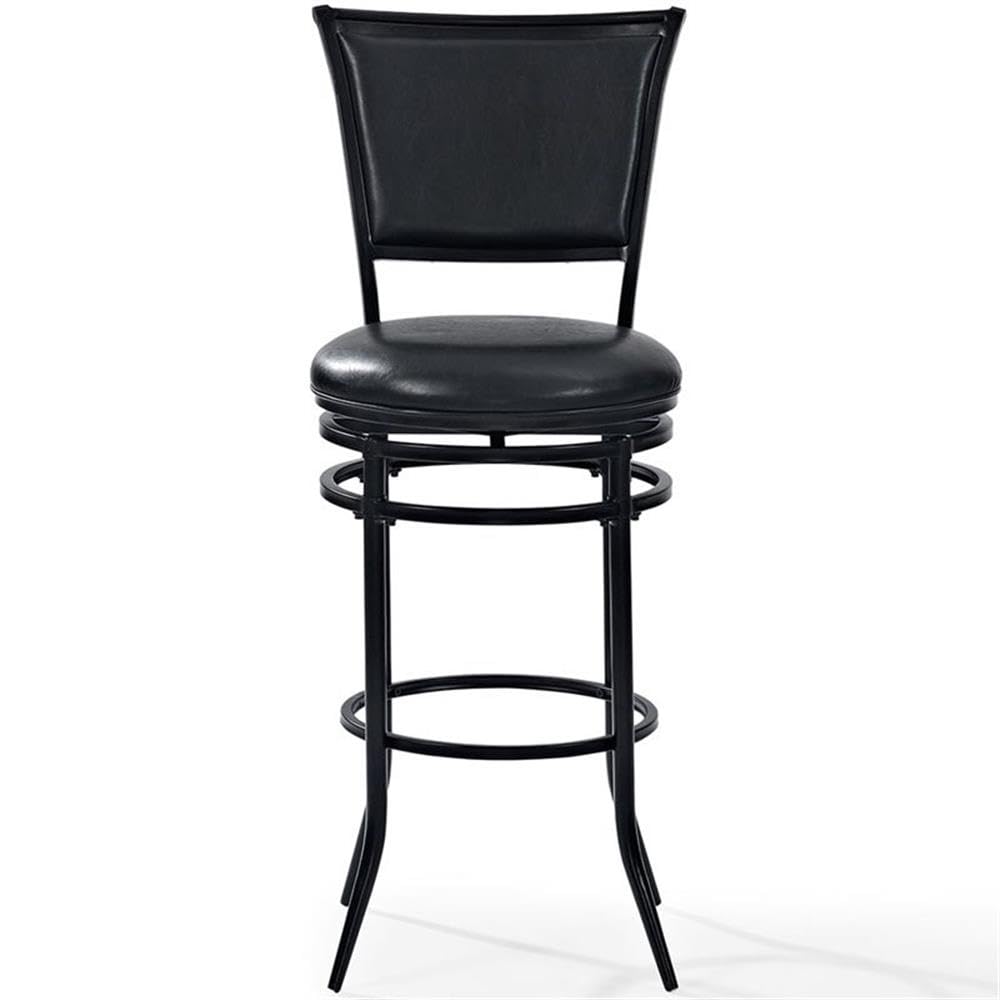 Crosley Furniture Rachel Bar Stool with Upholstered Seat and Back, Black with Black Cushion, 30-inch