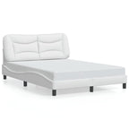 vidaXL White Faux Leather Full-Sized Bed Frame with Headboard - Modern Bedroom Furniture Designed for 53.9x74.8 Mattresses
