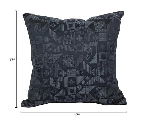 Blazing Needles Square Polyester Jacquard Throw Pillow, 17", Nina Jet