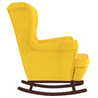 vidaXL Yellow Velvet Rocking Chair with Solid Rubber Wood Legs - Comfortable Seating for Living Room, Lounge Area