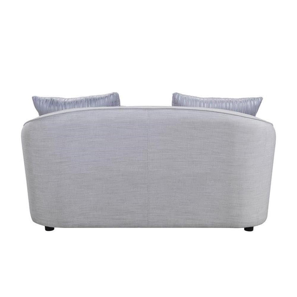 Acme Mahler II Loveseat with 4 Pillows in GrayLinen Fabric