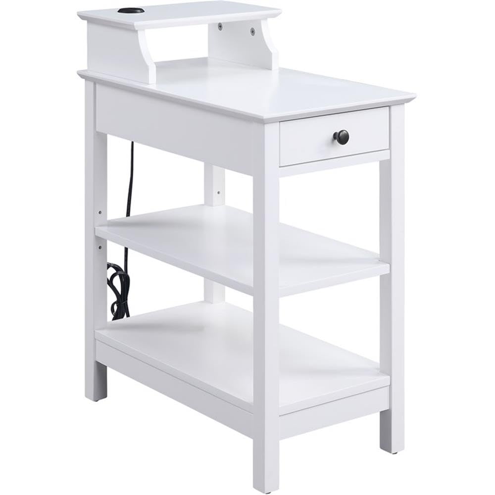 Acme Slayer Side Table with USB Charging Dock in White
