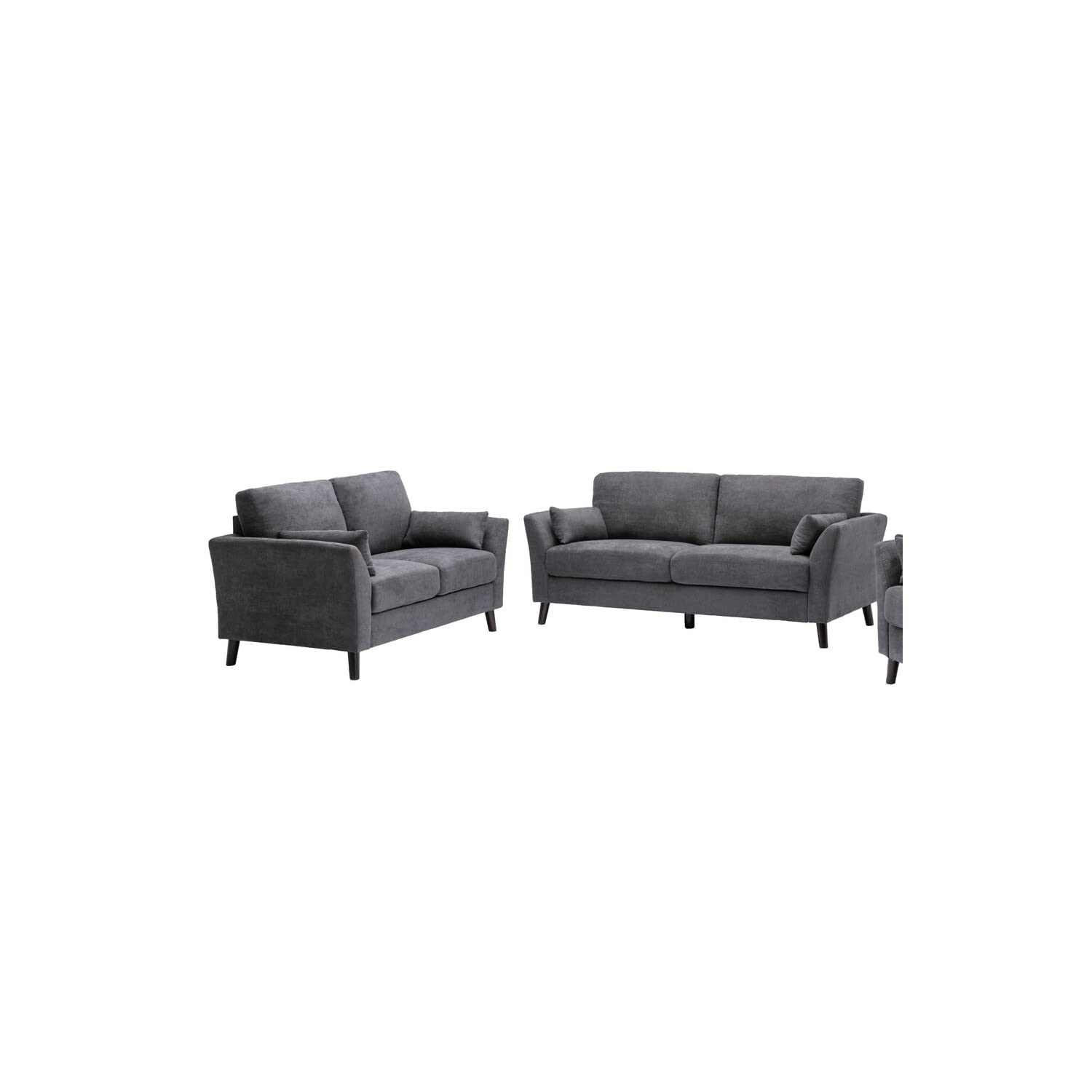 Lilola Home Damian Gray Velvet Fabric Sofa Loveseat Living Room Set