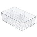 mDesign Plastic Kitchen Cabinet Storage Organizer Bin Box  6 Divided Sections for Pantry Shelves, Countertops, Island, or Cupbo