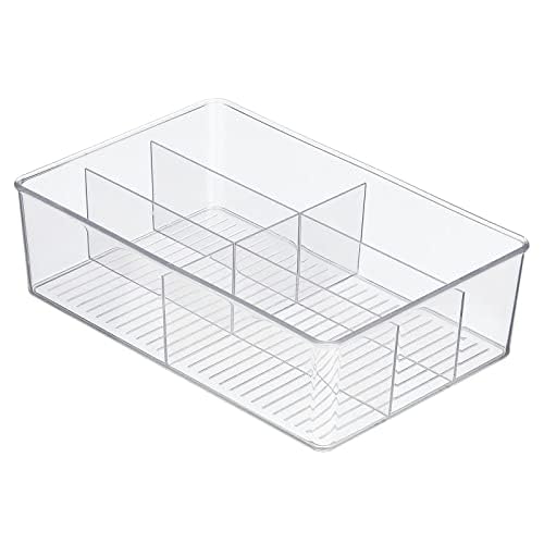 mDesign Plastic Kitchen Cabinet Storage Organizer Bin Box  6 Divided Sections for Pantry Shelves, Countertops, Island, or Cupbo
