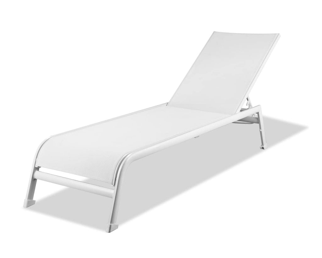 White Line Imports Sunset Outdoor Chaise Lounge, Taupe or Grey Aluminium Frame, Powder-Coating Finish, Textiline Sling Seat with Reinforcement, Set of 2