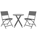 vidaXL Folding Bistro Set 3 Piece Patio Garden Outdoor Terrace Balcony Backyard Dining Room Table and Chair Seat Seating Furniture Steel Gray