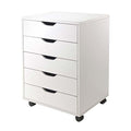 Ergode Wood Halifax 5-Drawer Cabinet - White, Solid Beech Wood, Easy Assembly, 20lbs Weight Capacity, Vertical Design, Casters, Declutter & Organize