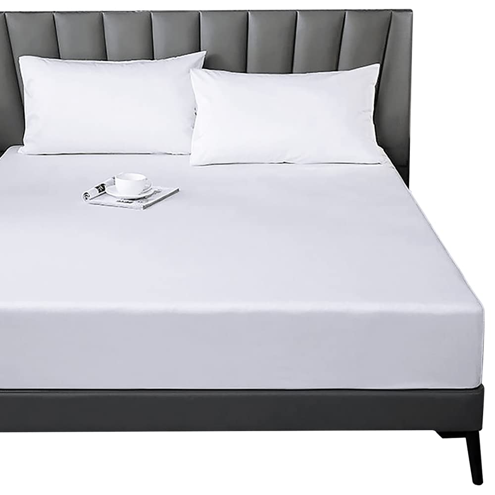 Lirex Fitted Sheet, Queen 100% Cotton 300 Thread Count Soft Breathable Fitted Sheet, White