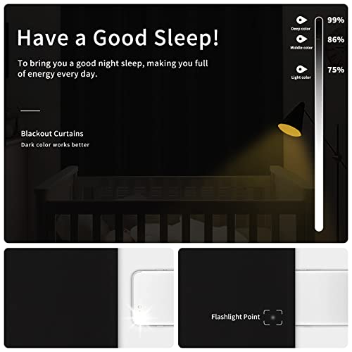 Easy-Going Blackout Door Curtains For Bedroom, Solid Thermal Insulated Grommet And Noise Reduction Window Drapes, Room Darkening Curtains For Living Room, 1 Panel (100X84 In, Black)