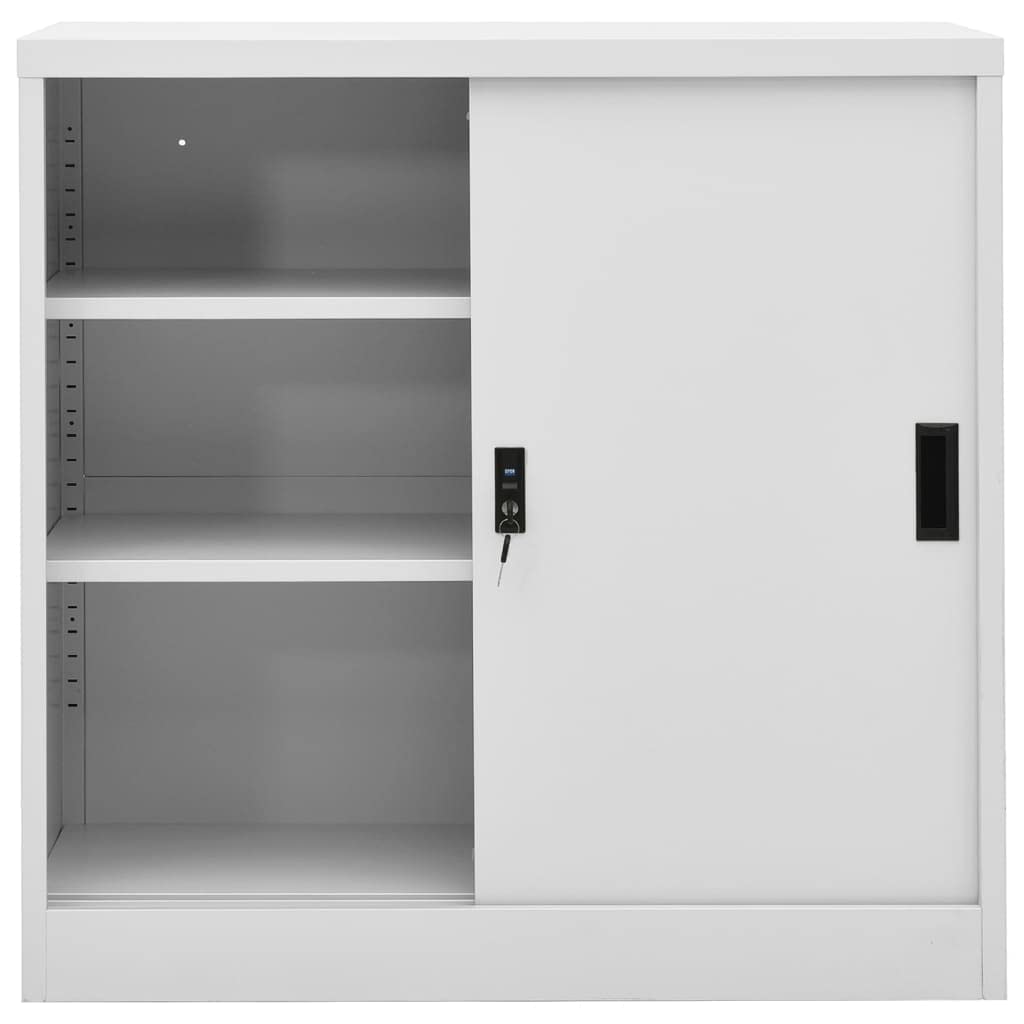 vidaXL Office Cabinet with Sliding Door Light Gray 35.4&quot;x15.7&quot;x35.4&quot; Steel