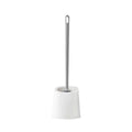Styleheaven 3 Pieces Soft Bristles Wall Mounted Toilet Brush Set Easy To Clean Long Handle Toilet Brush, Gray, Round Head|Busine
