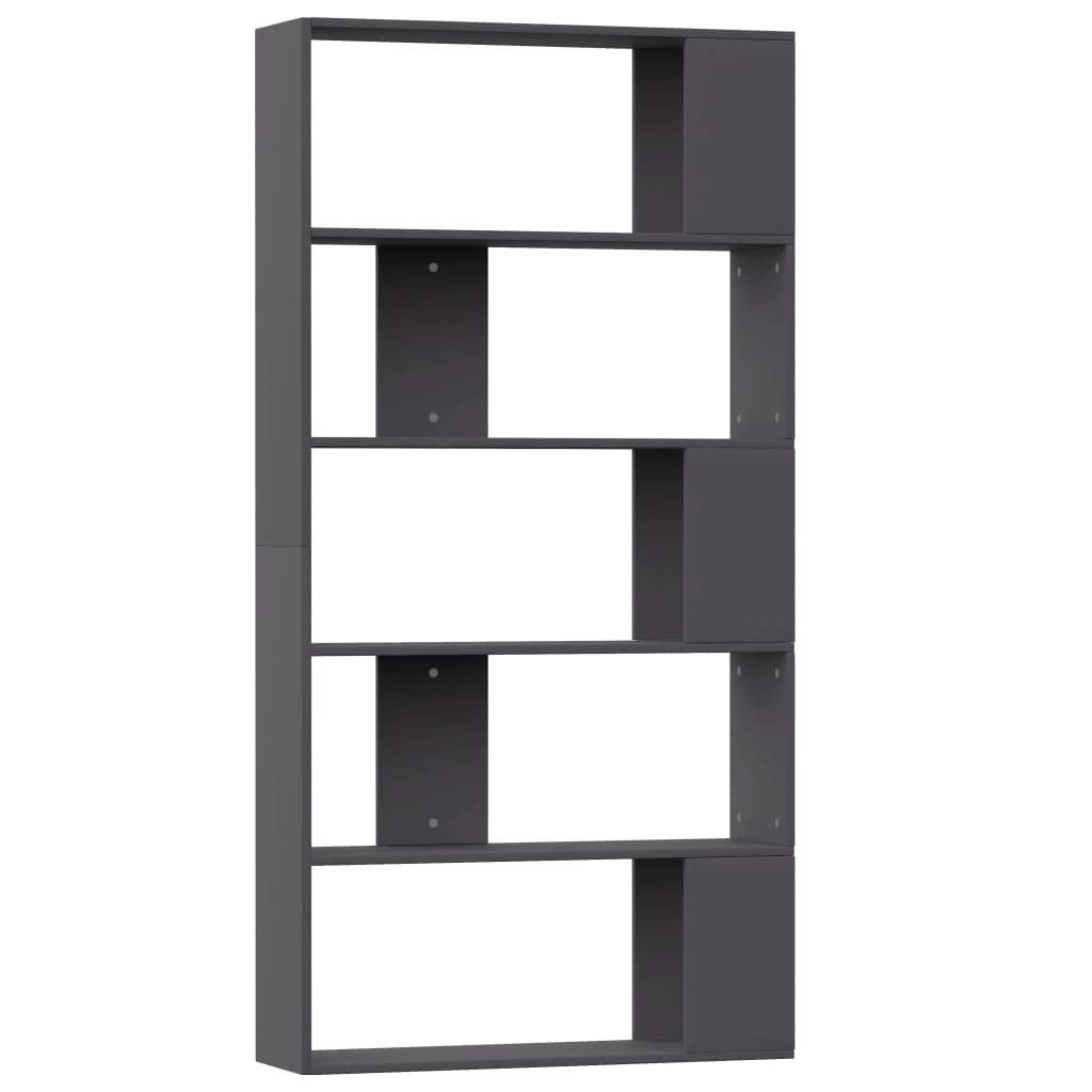 vidaXL Book Cabinet, Room Divider Bookshelf for Living Room, Freestanding Shelving Unit, Display Storage Shelves Unit, Modern, Gray Engineered Wood