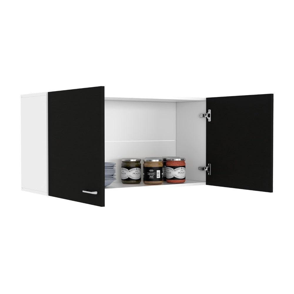 Wall Cabinet Toran, Two Shelves, Double Door - Black