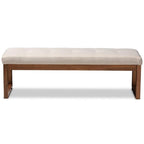 Baxton Studio Caramay Modern and Contemporary Light Beige Fabric Upholstered Walnut Brown Finished Wood Bench