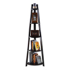 Ergode Wood Adam 5-Tier A-Frame Corner Shelf - Slim & Versatile Design for Family Photos, Plants, and Knick-Knacks - 18.39' W x 12.99' D x 58.03' H - Black