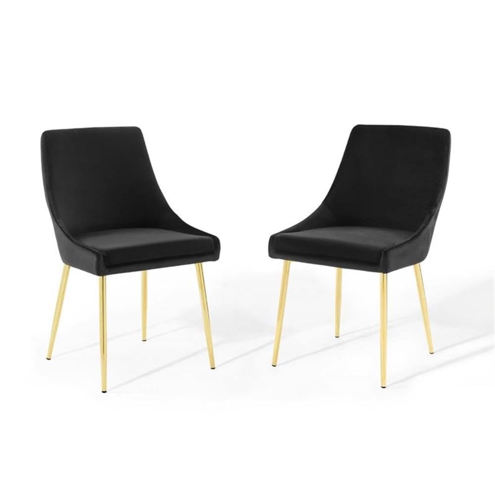 Modway Viscount Performance Velvet Dining Chairs - Set Of 2, Gold Black