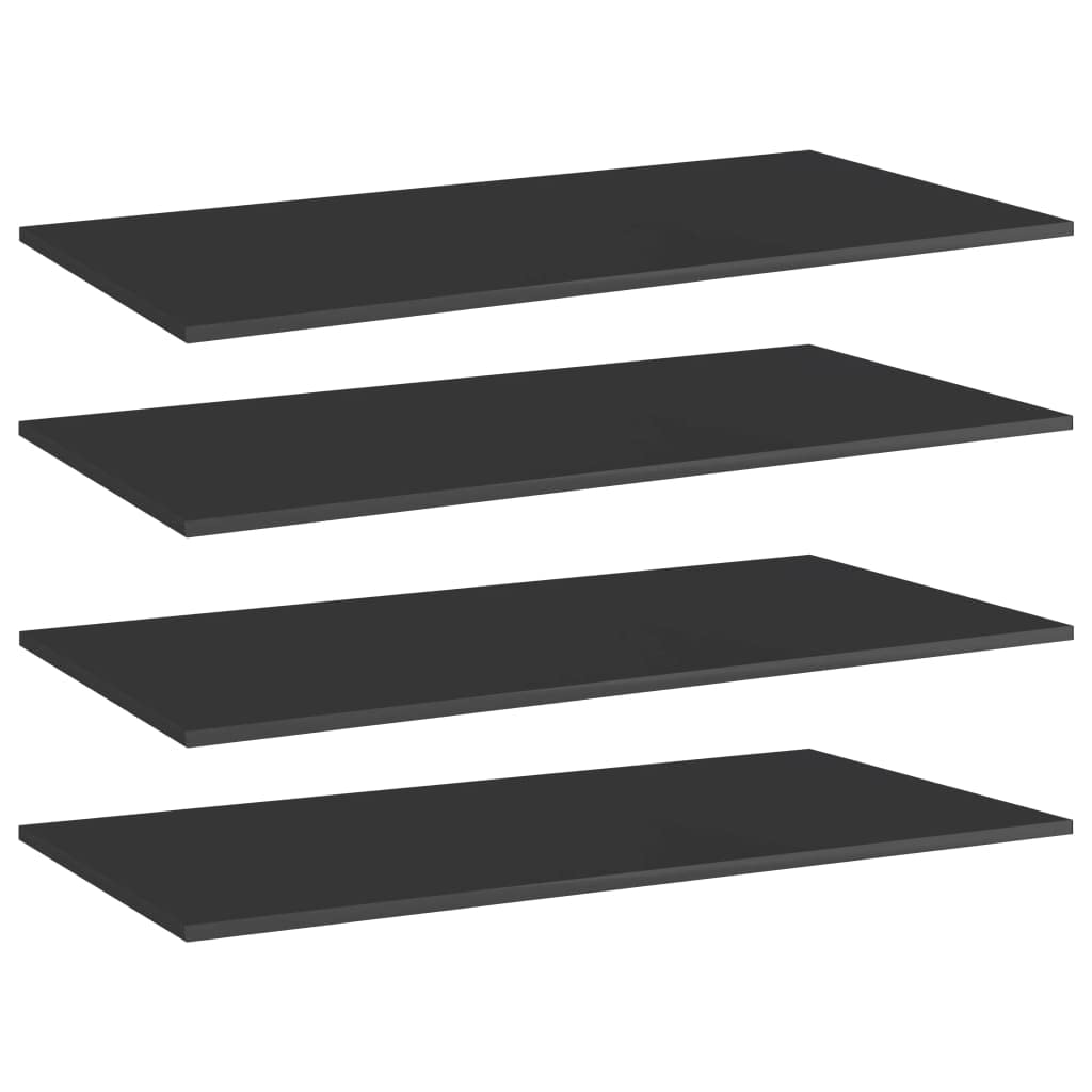 vidaXL High Gloss Black Bookshelf Boards – 39.4&quot;x19.7&quot;x0.6&quot; – Made of Durable Engineered Wood – Ideal for Extra Storage - Pack of 4