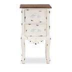 Baxton Studio Levron Classic and Traditional Two-Tone Walnut Brown and Antique White Finished Wood 2-Drawer Nightstand